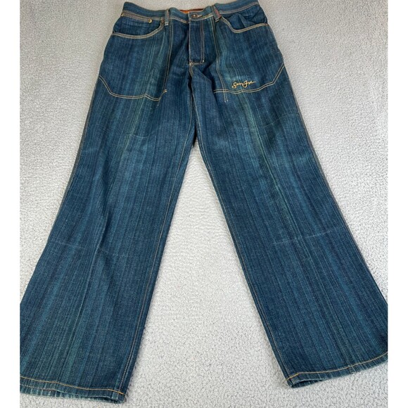 Sean John Jeans Men 34x33  Blue Denim Carpenter Utility Straight Leg Streetwear - Picture 1 of 12